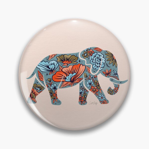 Item preview, Porcelain Floral Elephant – Blue & Coral designed and sold by Cat Coquillette.