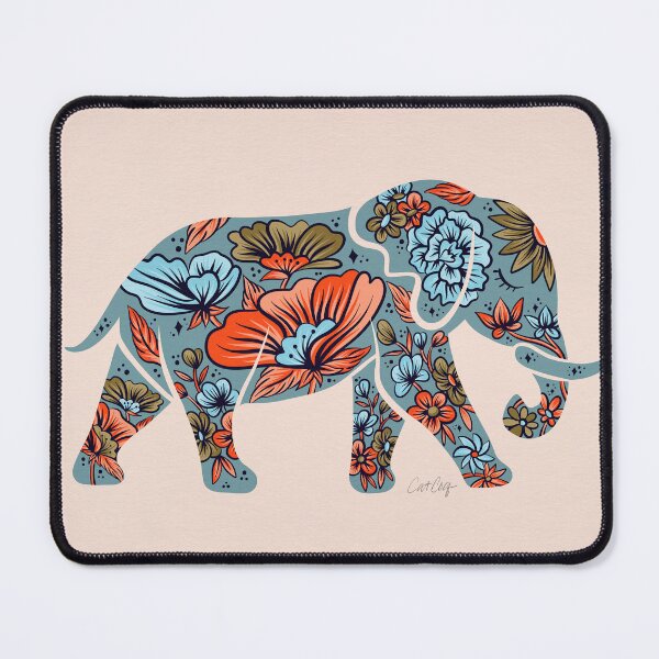 Item preview, Porcelain Floral Elephant – Blue & Coral designed and sold by Cat Coquillette.