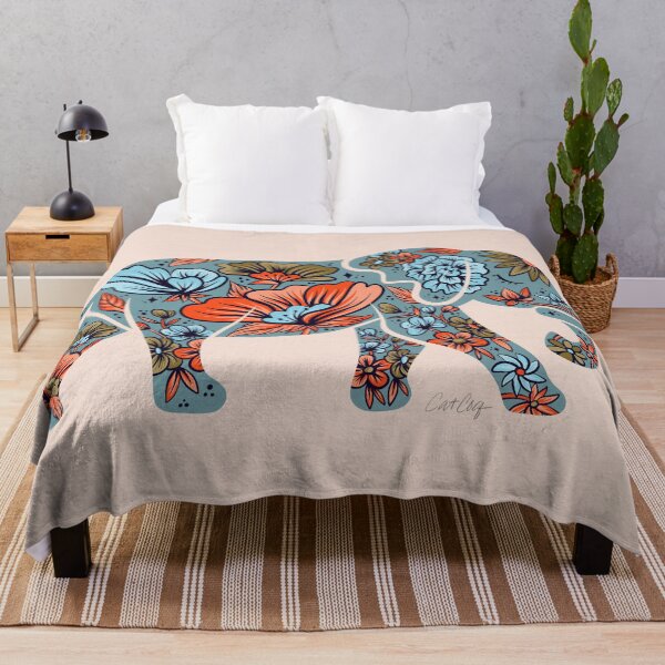 Item preview, Porcelain Floral Elephant – Blue & Coral designed and sold by Cat Coquillette.