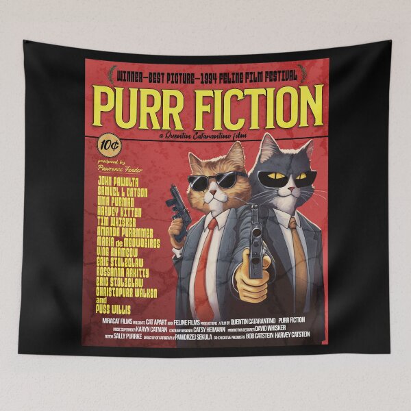 Item preview, Purr Fiction: Two Cool Cats in a Feline-Filled Remake of Classic Film Pulp Fiction - Unique, Hilarious and Fun Design for Cat Lovers and Film Fans designed and sold by GRafCustomDesigns.