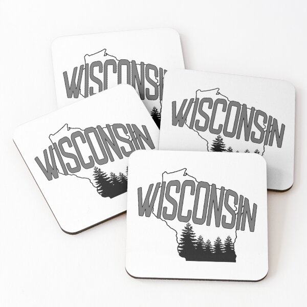 Artikelvorschau, Wisconsin State Map Umriss mit Baumsilhouette entworfen und verkauft von Dexter Freeman.
