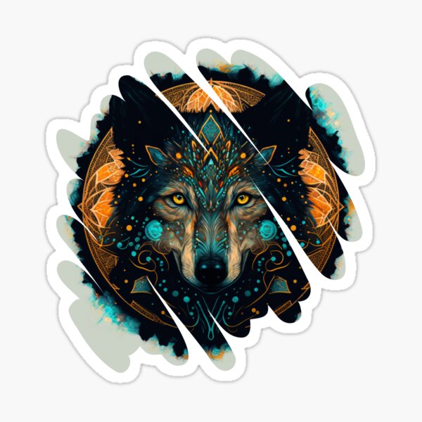 Sticker: Wolf Mandala