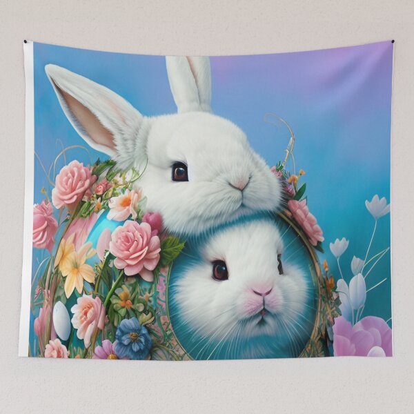 Item preview, Colorful Festive Easter Eggs Easter Bunny Spring Flowers Version 13 designed and sold by DreamingAwake1.