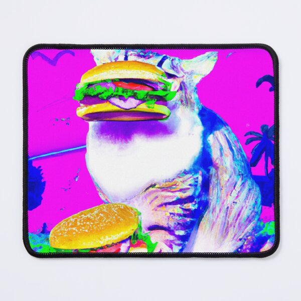 Item preview, A cat is eating hamburger vaporwave designed and sold by ShinArtDesign.