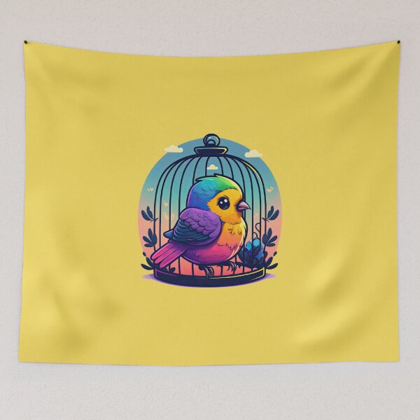 Item preview, Cute Bird In Cage Free To Fly Out To Paradise designed and sold by ultra-cute.