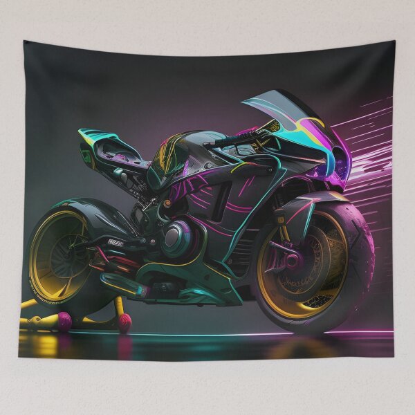 Item preview, Futuristic Cyberpunk Neon Colorful Superbike designed and sold by beluxe.