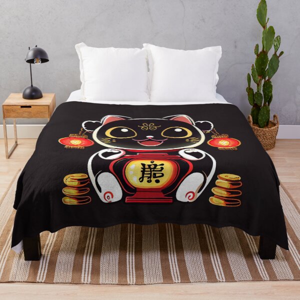 Item preview, Maneki neko kawaii cat of luck black designed and sold by Quiki.