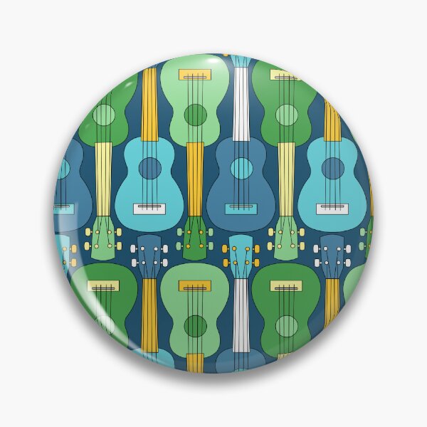 Aperçu de l'œuvre Motif ukulélé vertical en bleu et vert créée et vendue par BartholGraphics.