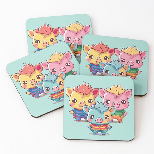 Item preview, Cute Three Little Pigs Colorful Funny Little Story Of Kawaii Friendship Characters designed and sold by ultra-cute.
