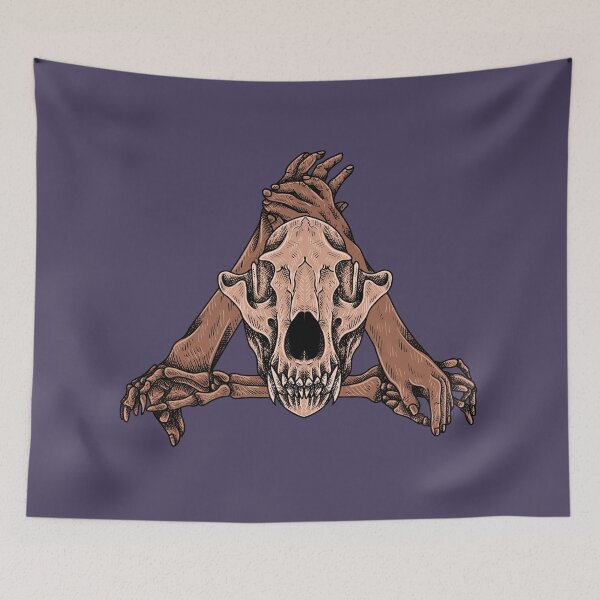 Item preview, Tiger Skull In Hands Triangle designed and sold by RedNeo.