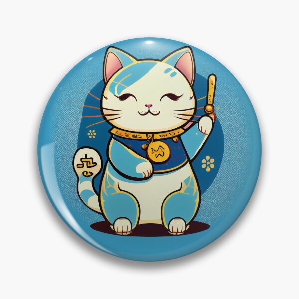 Item preview, Maneki neko cat of luck and fortune sky blue designed and sold by Quiki.