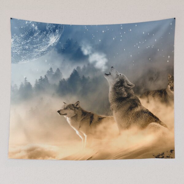 Item preview, Beautiful Moon Stars Wolves Wolf Howling - For Nature Lovers designed and sold by kris-money.