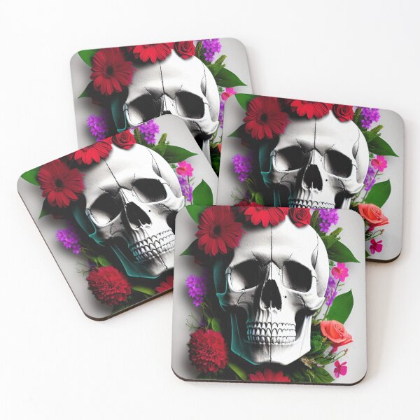 Item preview, Grim Beauty Skull with Flowers designed and sold by KishShop.