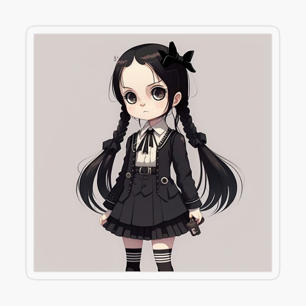 Wednesday Addams cute anime style | Sticker