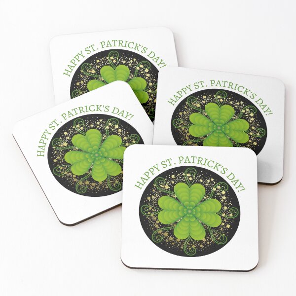 Item preview, Happy St. Patrick's Day Green and Gold 4 Leaf Clover  designed and sold by Chantockey.