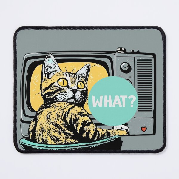 Item preview, Catflix WHAT? cartoon, surprised cat is in front of the television designed and sold by EmeraldeaArt.