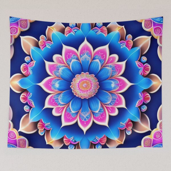 Aperçu de l'œuvre Arc-en-ciel radieux : Mandela rose et bleu créée et vendue par Athena Milonas.