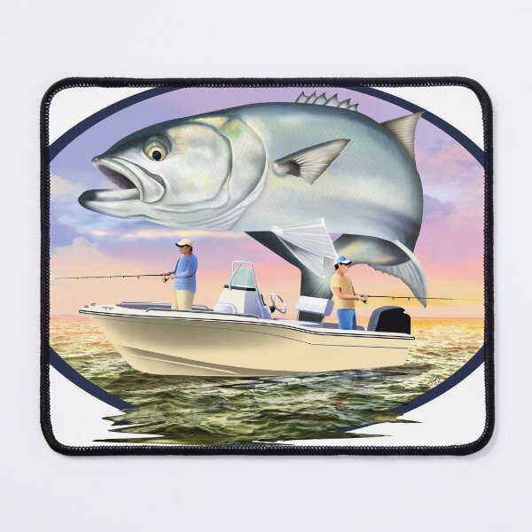Item preview, Bluefish over boat and anglers sunset designed and sold by Color4Nature.
