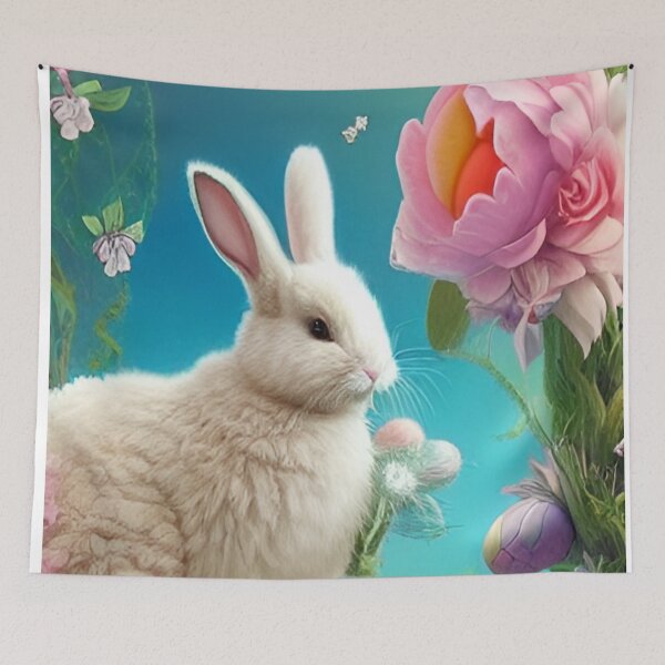 Item preview, Colorful Festive Easter Eggs Easter Bunny Spring Flowers Version 15 designed and sold by DreamingAwake1.