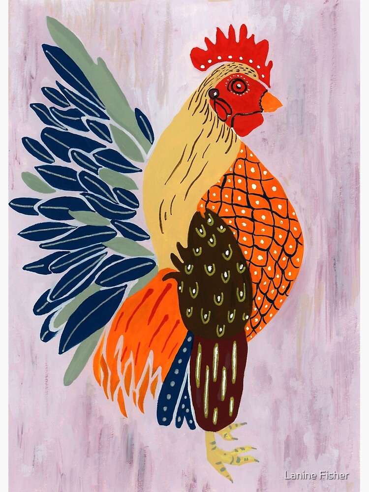 folk art rooster painting