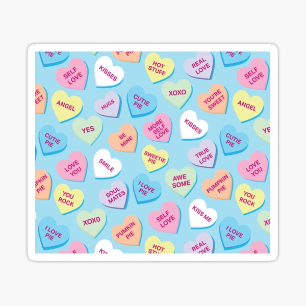 Candy Hearts Valentine Conversation Hearts Valentines Day Cute Heart Love  Pink Aesthetic Background Art Board Print for Sale by clothesy7