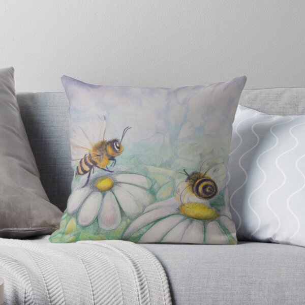 Bees and Daisies I love you Throw Pillow