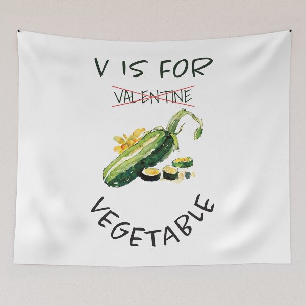 Item preview, V Is For Vegetable | Happy Valentine | Valentine's Day | Vegetable Love | Healthy Valentine| Zucchini designed and sold by ArtPowTech.