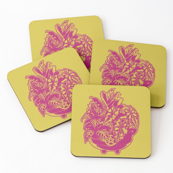 Item preview, Garden Witch | Deep Pink and Yellow Artwork | designed and sold by VintagePlantJoy.