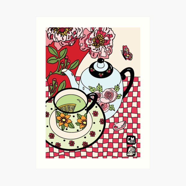 Green Tea and Rhododendrons Art Print