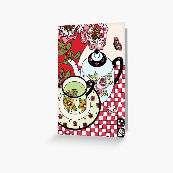 Green Tea and Rhododendrons Greeting Card
