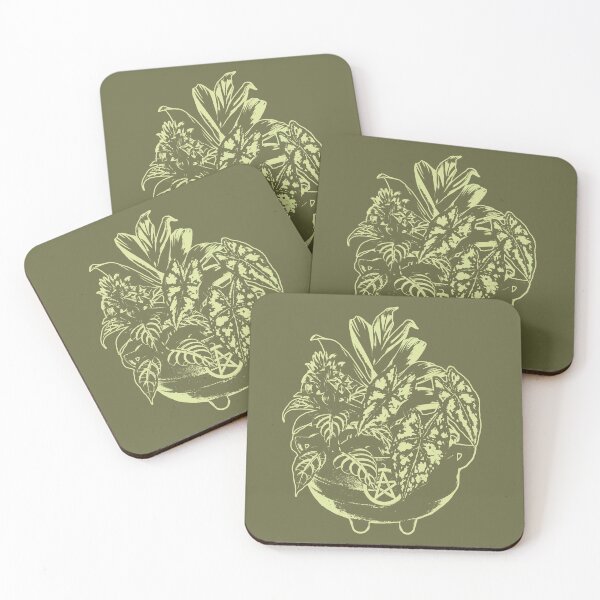 Item preview, Garden Witch | Pale Lime Yellow and Moss Green Artwork | designed and sold by VintagePlantJoy.