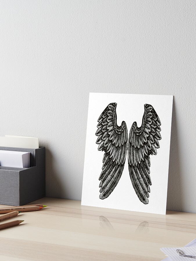 Angel Wings, Vintage Wings, Black and White,  Art Board Print for Sale  by EclecticAtHeART
