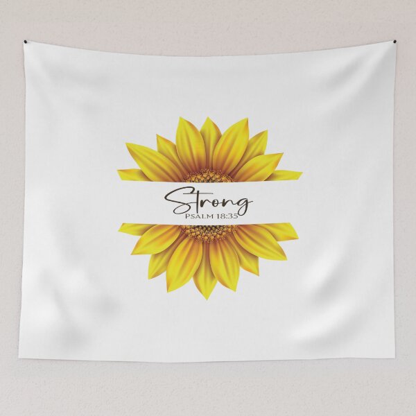 Item preview, Christian Sunflower design - I am Strong - Psalm 18:35 designed and sold by simplydesignart.