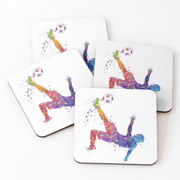 Item preview, Boy Soccer Player Bicycle Kick Watercolor designed and sold by LotusGifts.