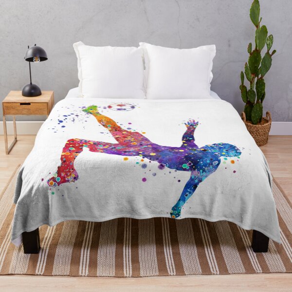 Item preview, Boy Soccer Player Bicycle Kick Watercolor designed and sold by LotusGifts.