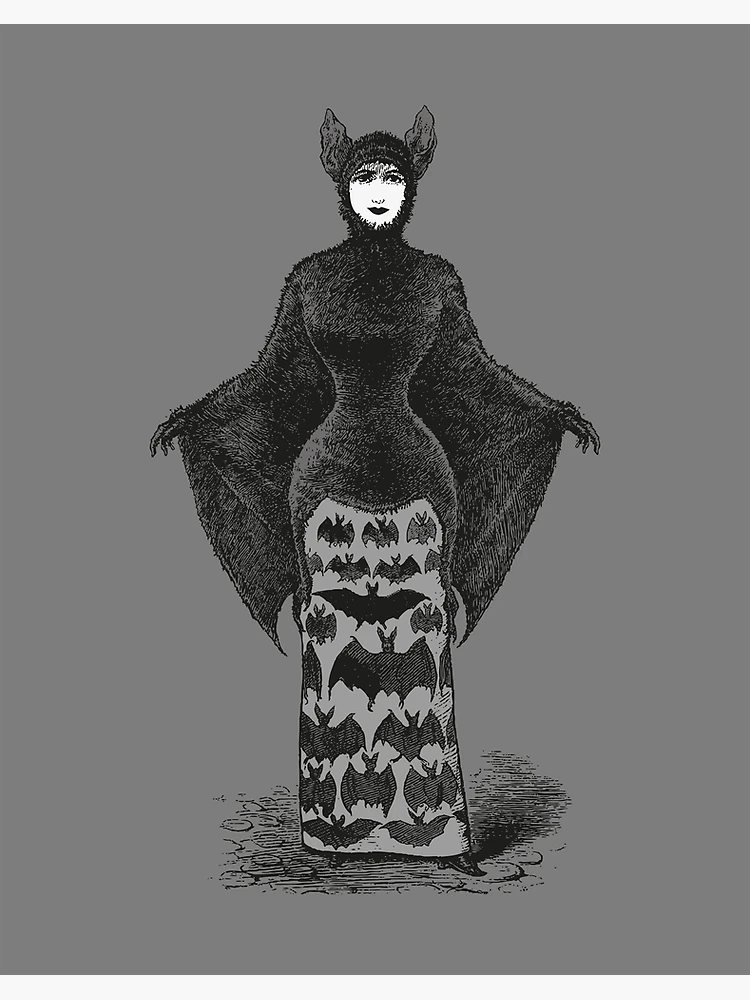 Victorian Bat Lady Fine Art Print Costume dHalloween vintage Gothique Art  sombre Bat Art Illustration -  France