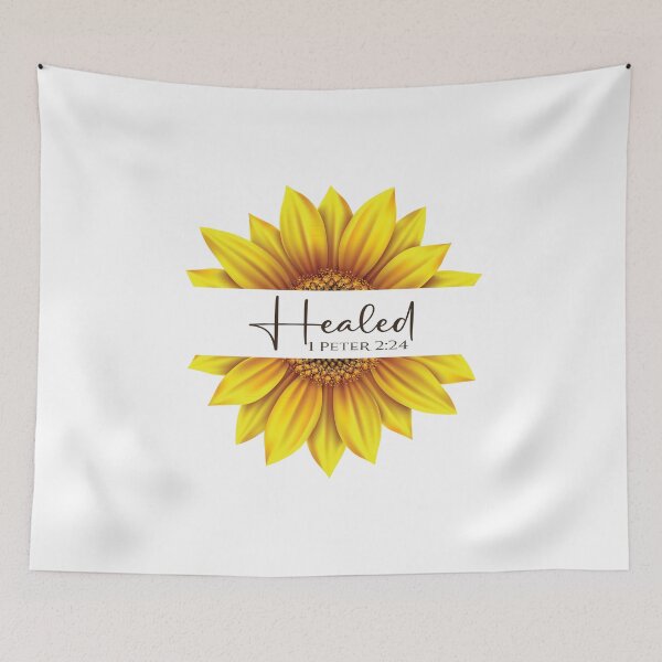 Item preview, Christian Sunflower design - I am Healed - 1 Peter 2:24 designed and sold by simplydesignart.