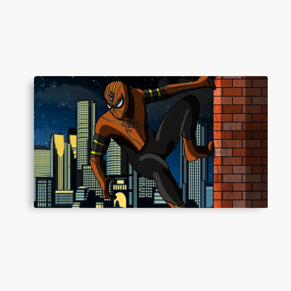 Green and brown spidersona in the style of marvels spiderman