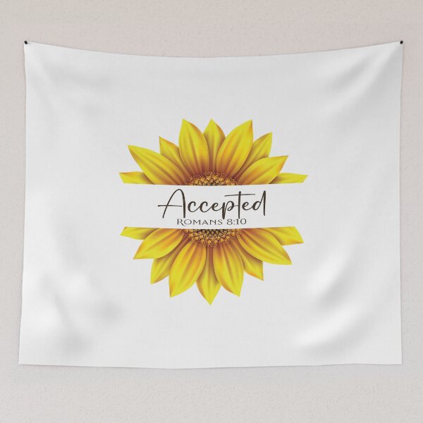 Item preview, Christian Sunflower design - I am Accepted - Romans 8:10 designed and sold by simplydesignart.
