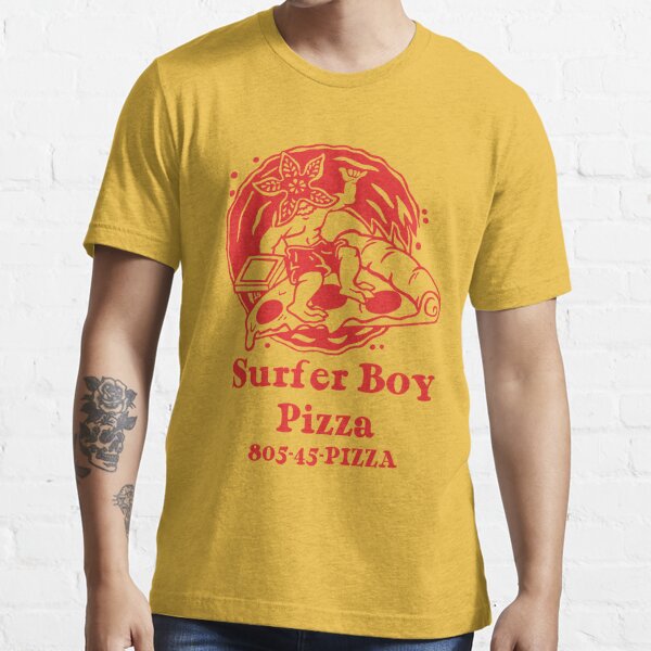 Try Before You Deny Checkered Surfer Boy Pizza Stranger Things Essential  T-Shirt for Sale by RoserinArt