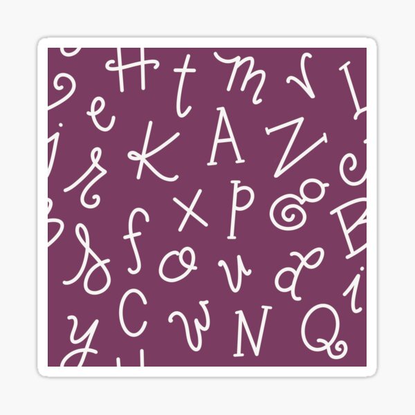 Purple & White Alphabet Sticker