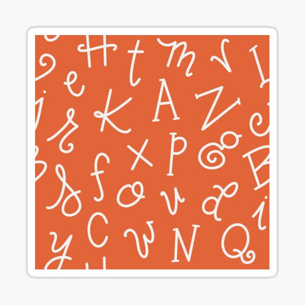 Orange & White Alphabet Sticker