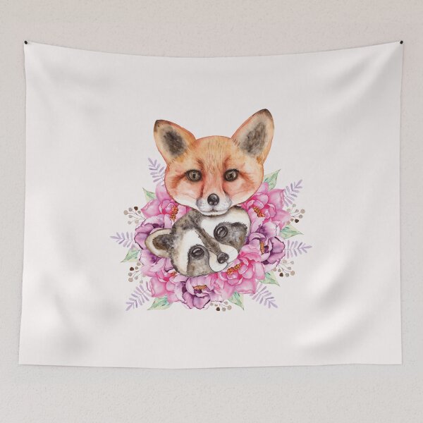 Item preview, Fox and Raccoon Flower Arrangement designed and sold by ORTHODX.