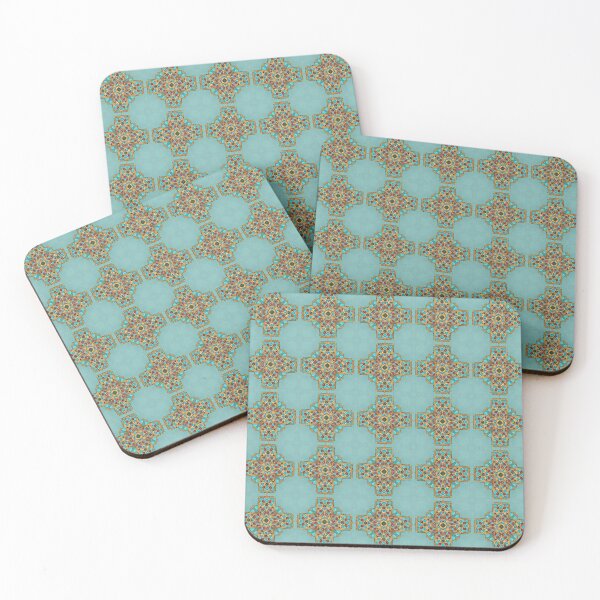 Aperçu de l'œuvre Turquoise and Gold gemmed Kaleidoscope pattern 1 créée et vendue par Swabcraft.
