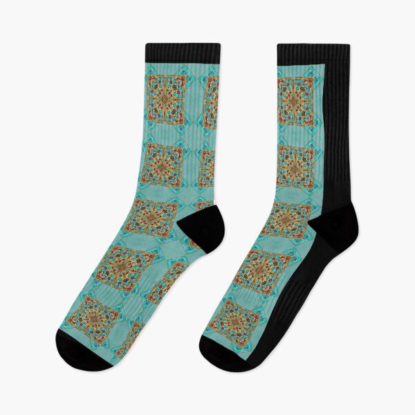 Aperçu de l'œuvre Turquoise and Gold gemmed Kaleidoscope pattern 2 créée et vendue par Swabcraft.