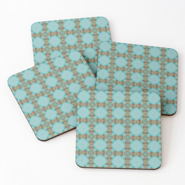 Aperçu de l'œuvre Turquoise and Gold gemmed Kaleidoscope pattern 6 créée et vendue par Swabcraft.