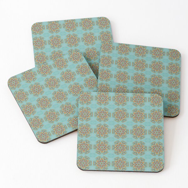 Aperçu de l'œuvre Motif Kaléidoscope 9 avec pierres turquoise et or créée et vendue par Swabcraft.