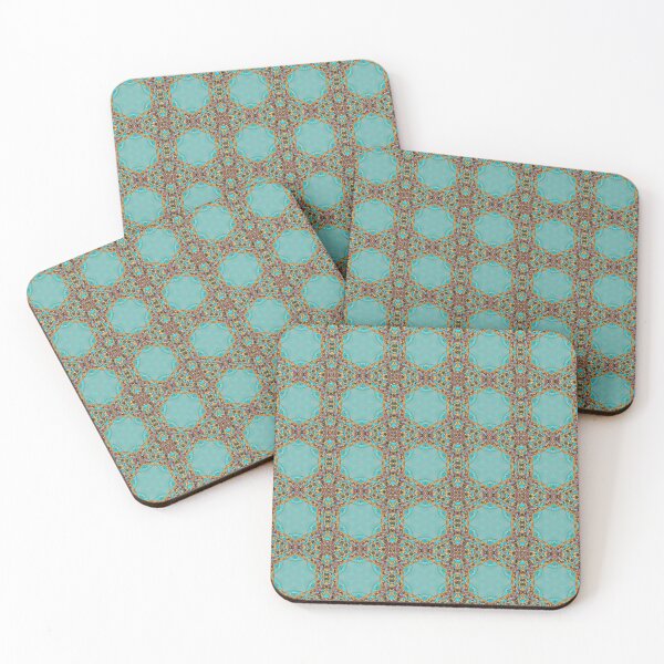 Aperçu de l'œuvre Turquoise and Gold gemmed Kaleidoscope pattern 11 créée et vendue par Swabcraft.