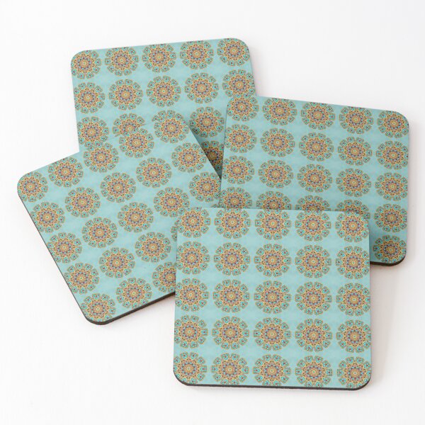 Aperçu de l'œuvre Turquoise and Gold gemmed Kaleidoscope pattern 13 créée et vendue par Swabcraft.