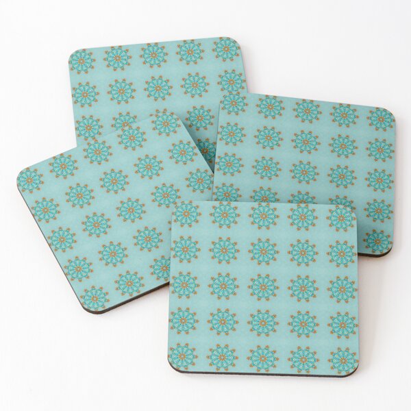 Aperçu de l'œuvre Turquoise and Gold gemmed Kaleidoscope pattern 14 créée et vendue par Swabcraft.